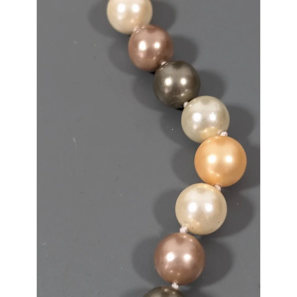 Elegant Champagne Beige Glass Faux Pearl Necklace‎ Classic 19 inch
